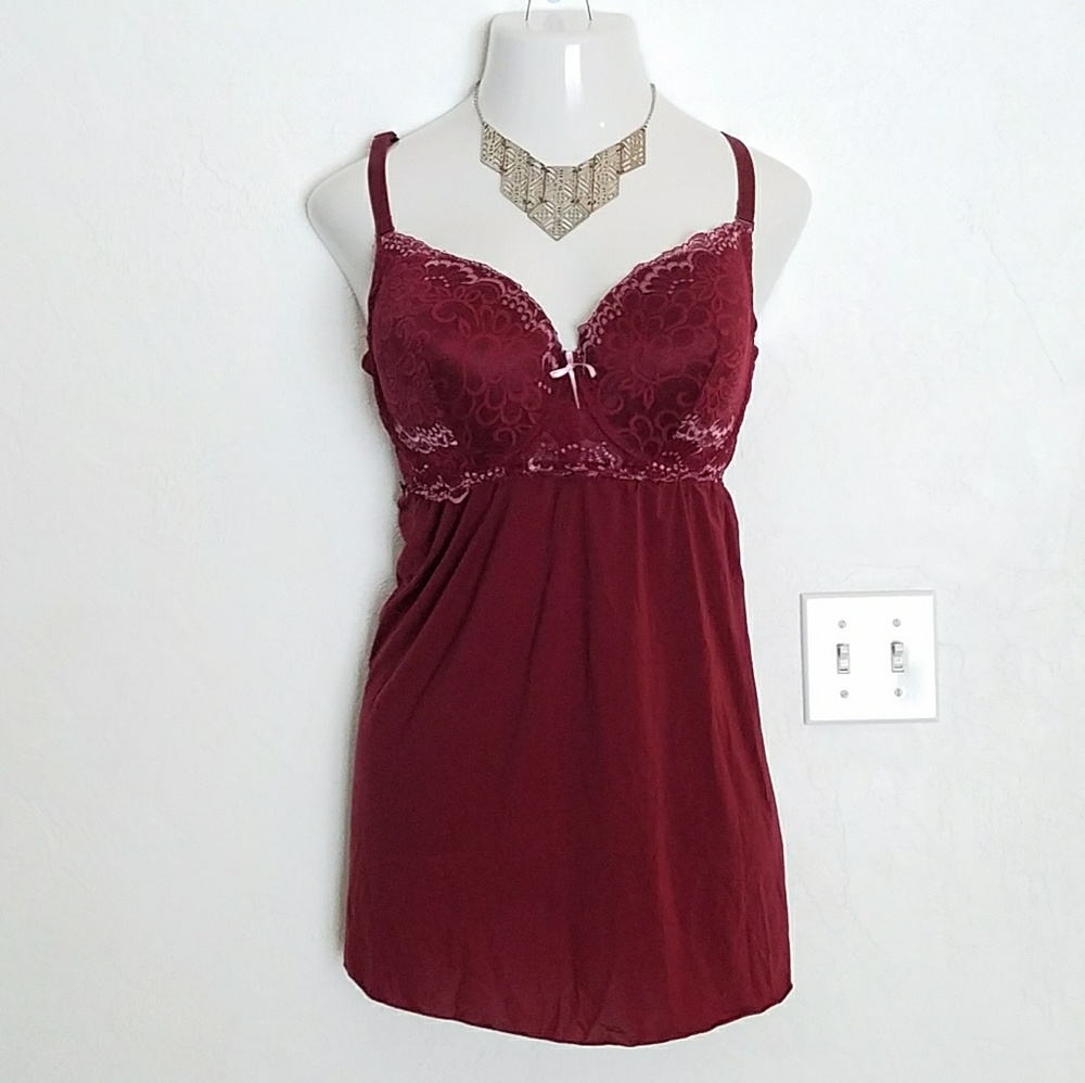 Wine lace babydoll nighty.